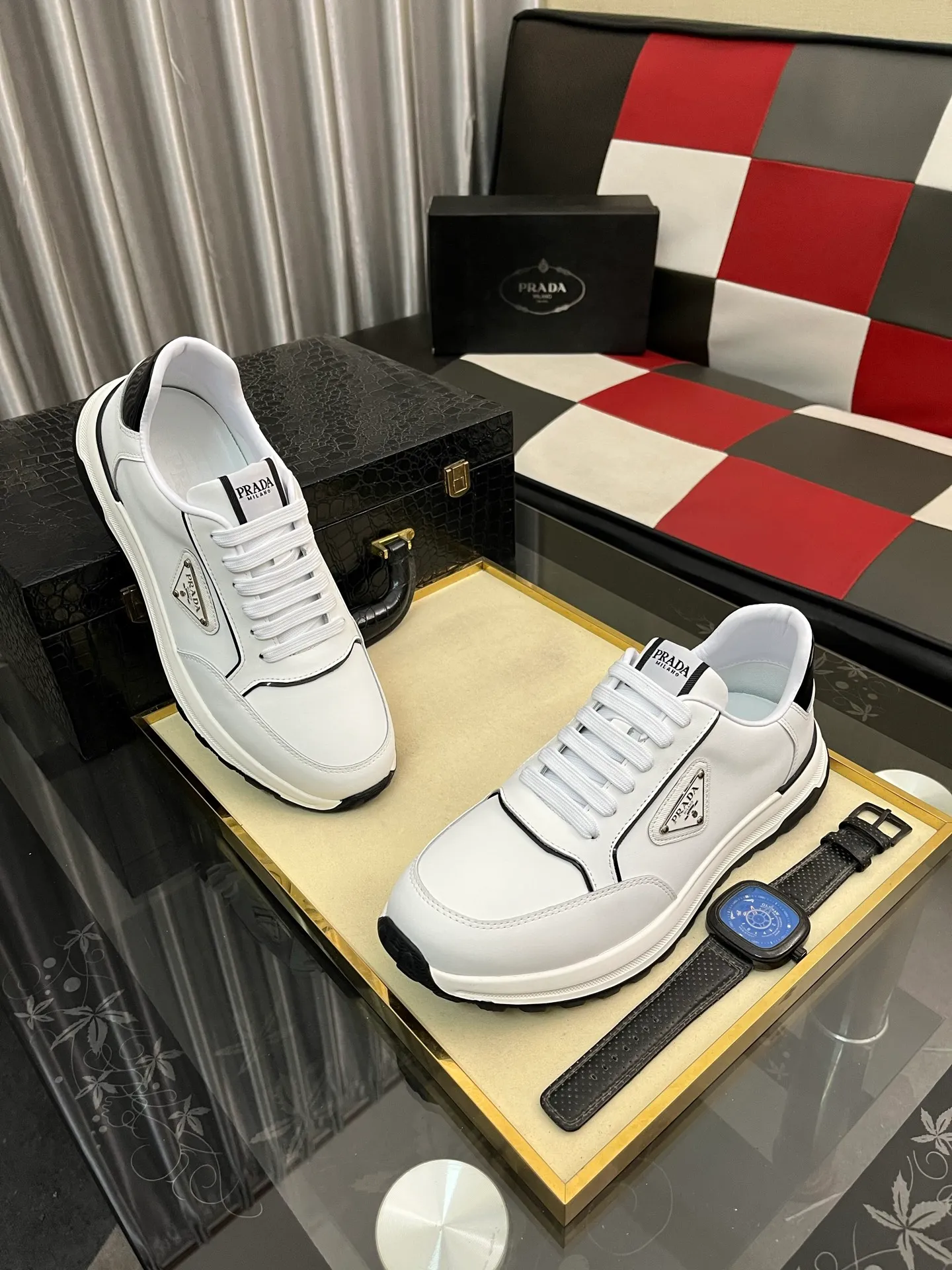 Men's shoes 💰420⌚️⌚️【PRADA】Prada casual shoes, originally developed 1:1, made of high-mercerized cowhide with imported cowhide, silk sheepskin lining, rubber outsole, comfortable and soft on the foot, size: 38-442️⃣Colors available